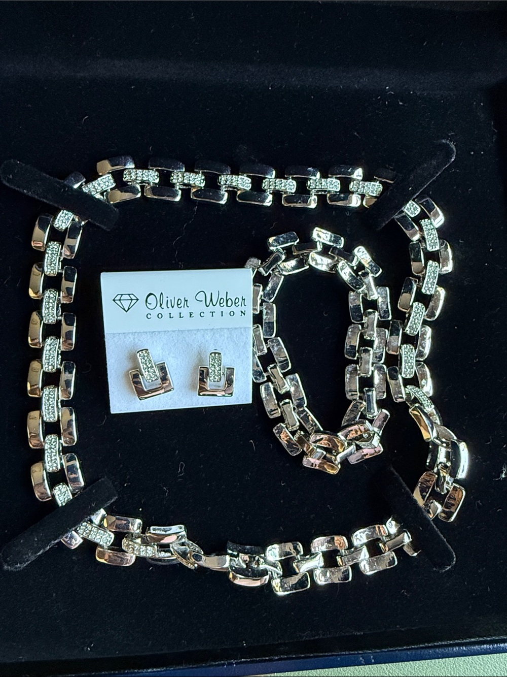 New Oliver Weber Collection Crystal Link Necklace & Earring Set